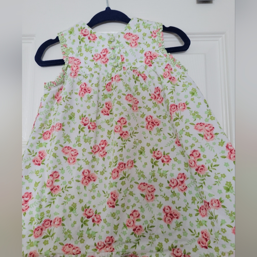 English Rose Garden Lined Dress Baby Girls Sz 12 months Covered Buttons on Front
